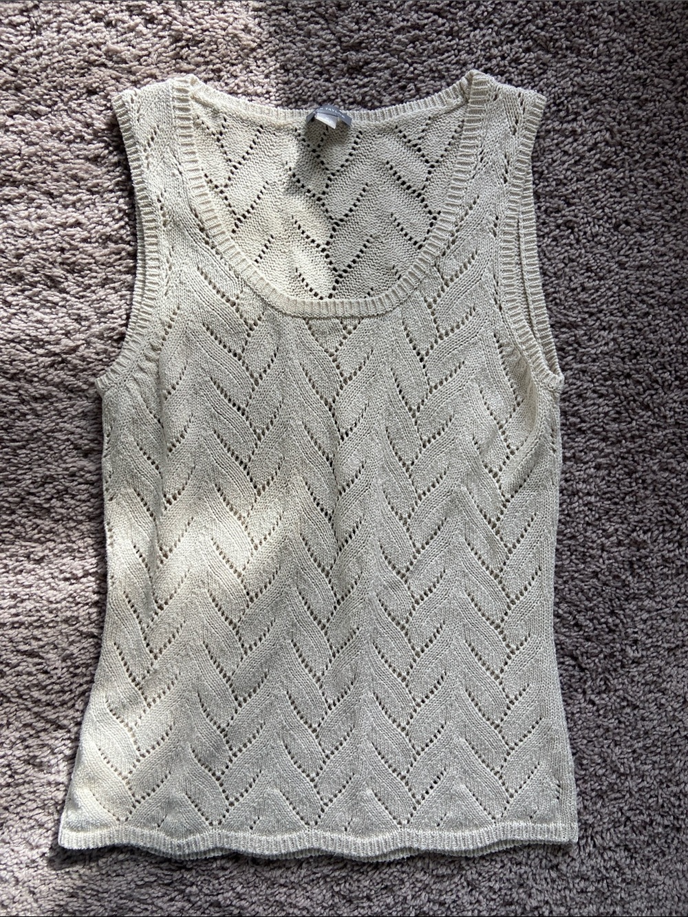 Ann Taylor Open Knit Tank - Cream